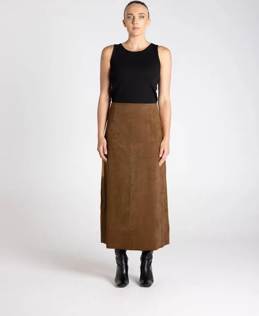 Two T's Faux Suede Skirt - Toffee