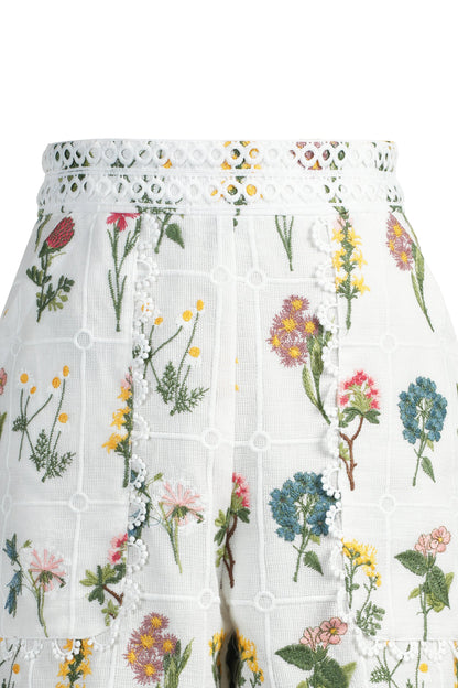 Emily Lovelock Nova Embroided Shorts - White