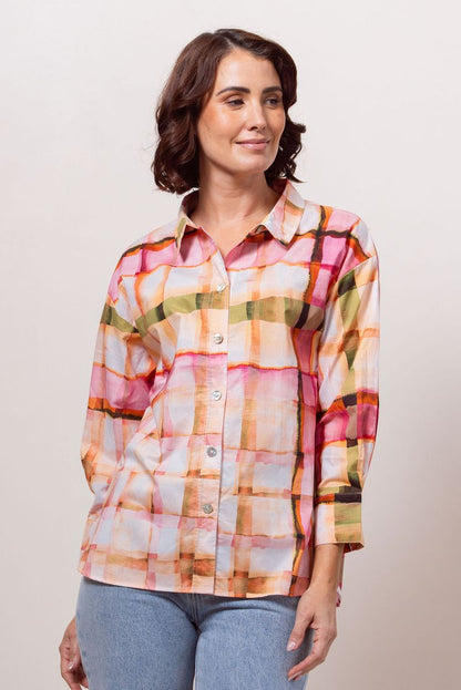 See Saw 100% Cotton L/S Shirt Sunset Check
