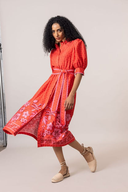 Emily Lovelock Veronica Dress Flame Scarlet