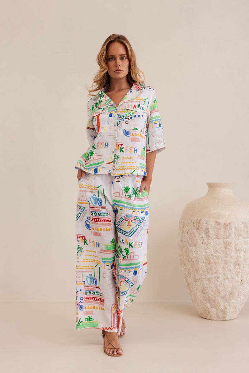 Kaleido 100% Linen Safari Shirt - Marrakesh