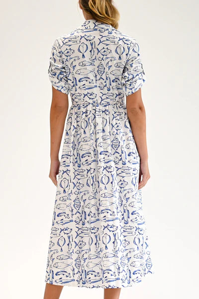 Wyatt Wylde Marina Dress Fish Print Midi