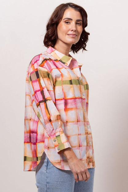 See Saw 100% Cotton L/S Shirt Sunset Check