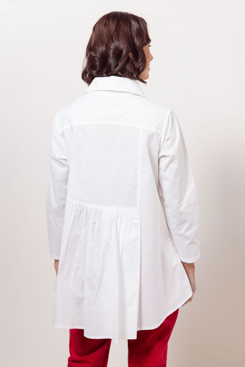 See Saw 100% Cotton L/S Gathered Back Shirt White