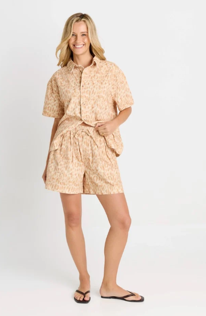 Betty Basics Quinn Cotton Short - Ocelot Print