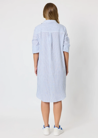 Threadz Coast Stripe Shirtdress - Blue/White