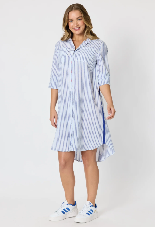 Threadz Coast Stripe Shirtdress - Blue/White