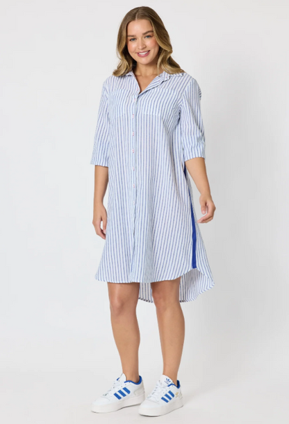 Threadz Coast Stripe Shirtdress - Blue/White