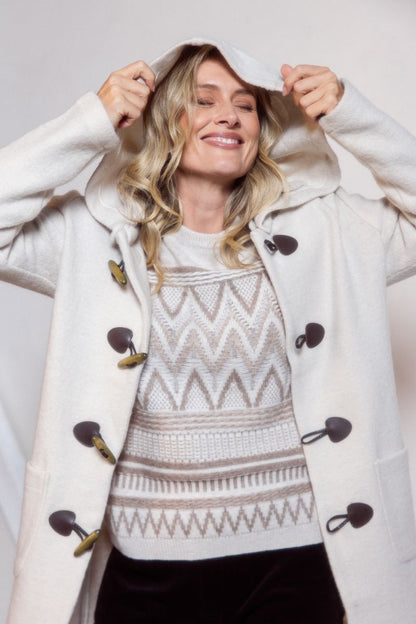 See Saw 100% Wool Duffle Coat Cream