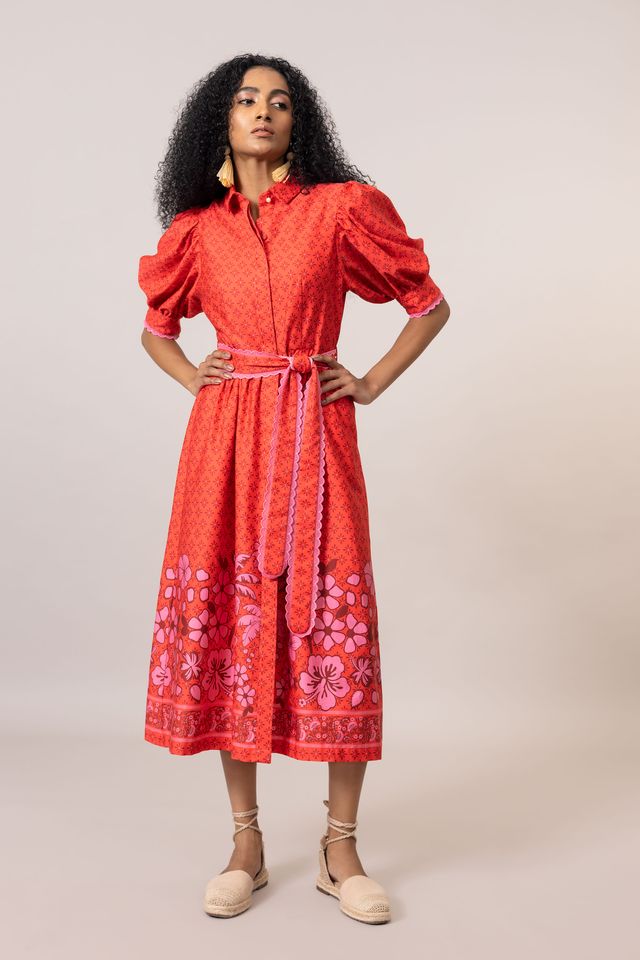 Emily Lovelock Veronica Dress Flame Scarlet