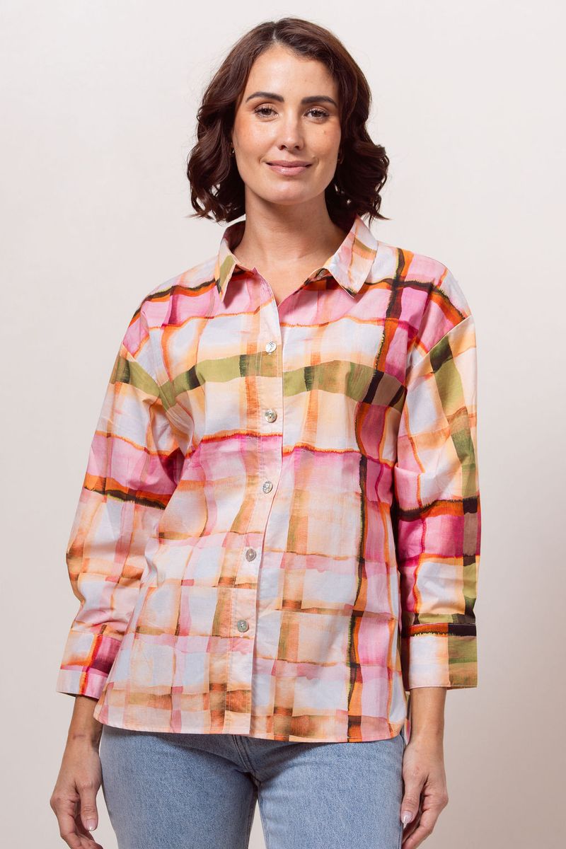 See Saw 100% Cotton L/S Shirt Sunset Check