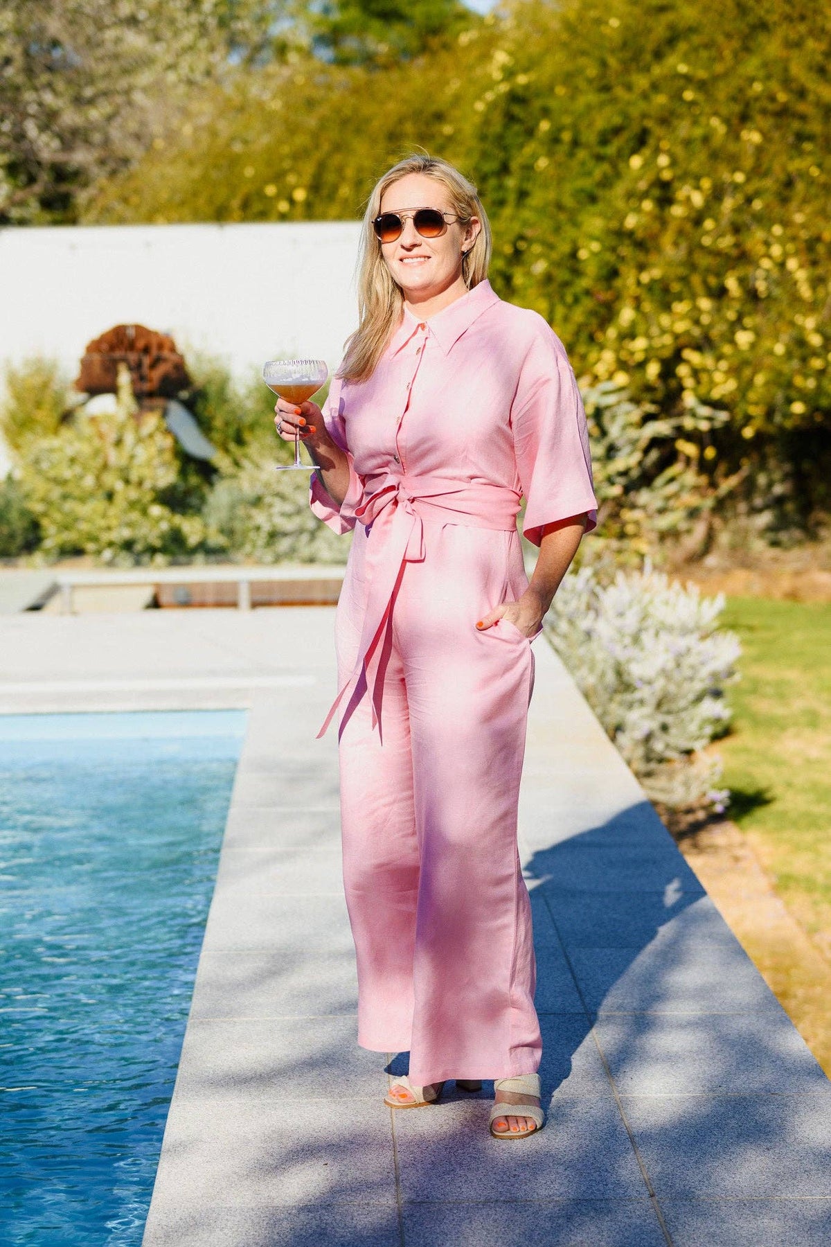 SAVVI Golden Hour Jumpsuit | Pale Pink Linen Jumpsuit | SAVVI the label