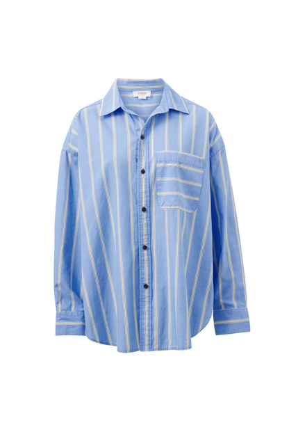 Ceres Life Peta Oversized Shirt - Bay Blue/Butter Yellow