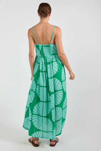Ibisa Kayce Cotton Maxi Sundress with Button Front and Shirred Back