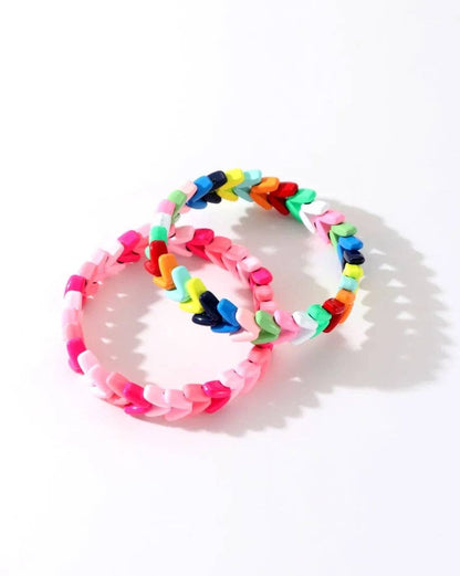Colourful Enamel Stacking Bracelet Collection in Gold & Silver: Gold Tubey Hot Pink