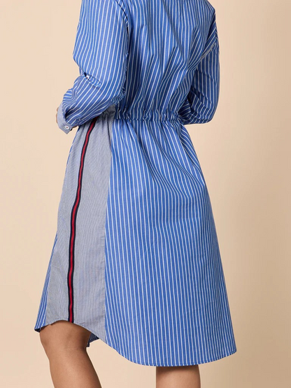 Threadz Cabo Stripe Print Shirt Dress - Blue/ White