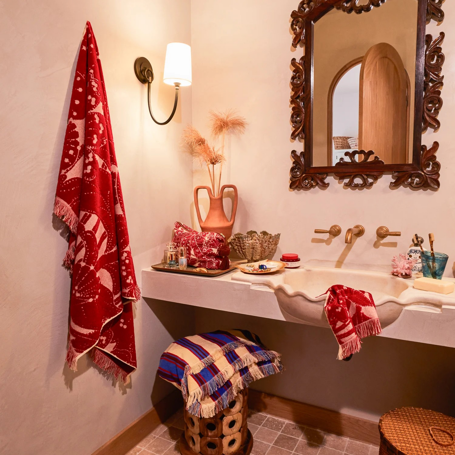 Sage & Clare Lucia Bath Sheet - Crimson