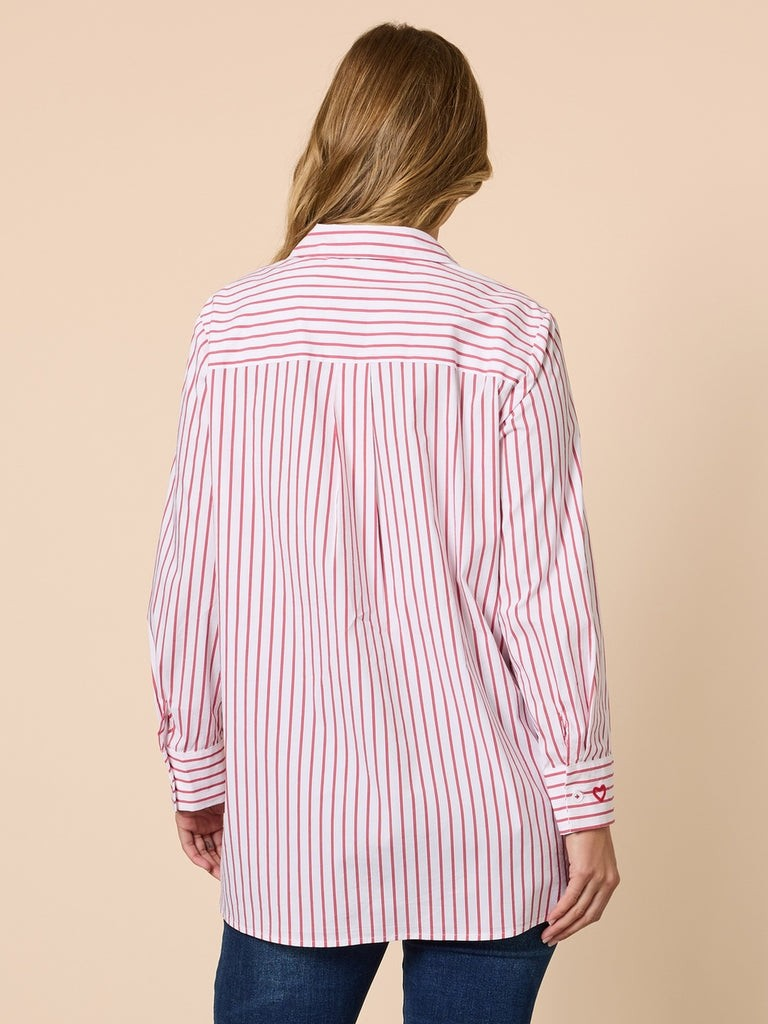 Threadz Off the Cuff Stripe Print Shirt - Red/ White