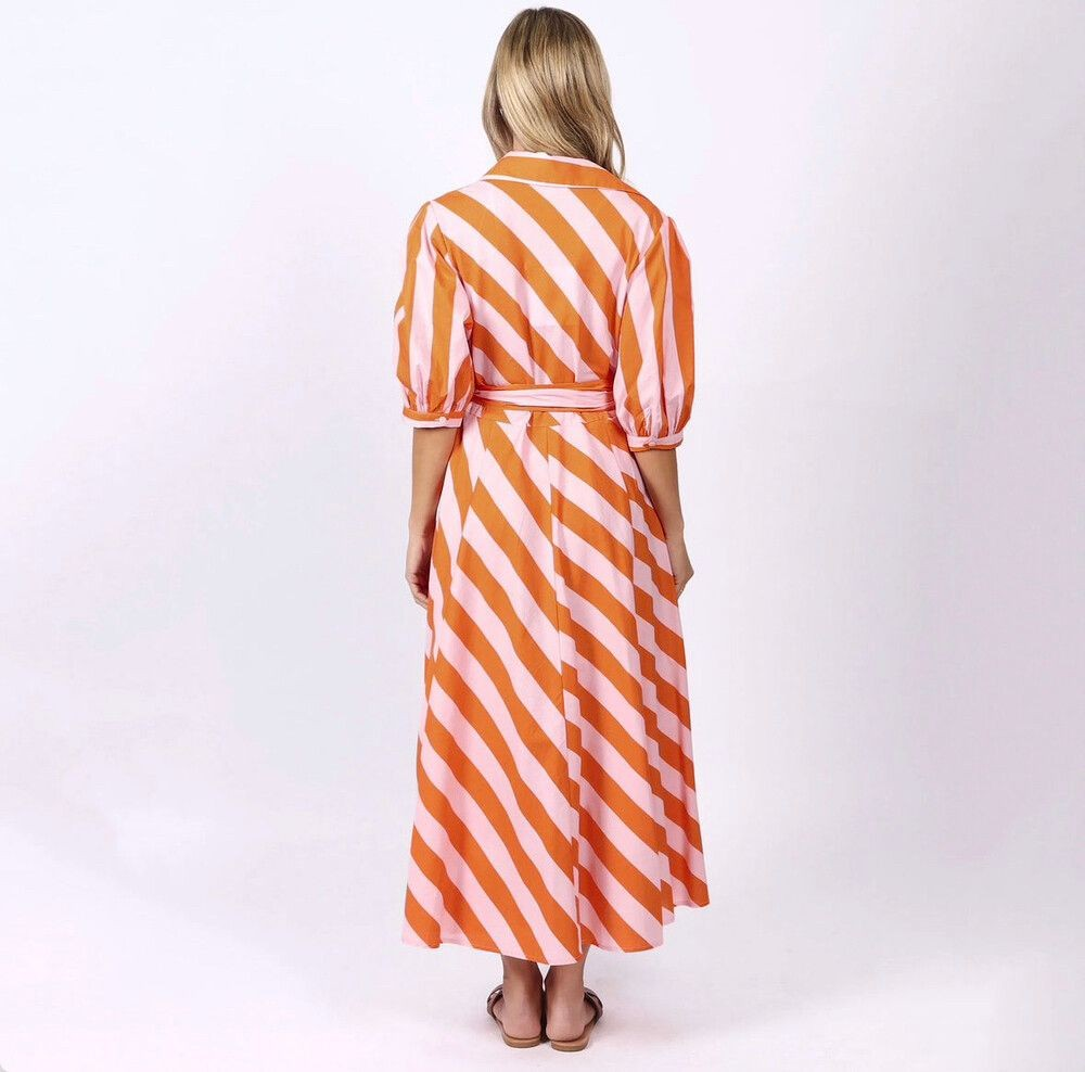 Leoni Australia Bianca Dress Orange Stripe