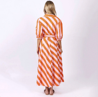 Leoni Australia Bianca Dress Orange Stripe
