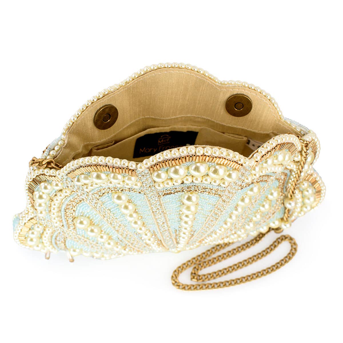 Seaside Luxury Pearl and Beaded Shell Crossbody Handbag