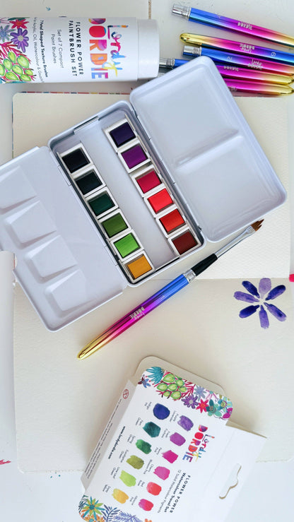 Lordy Dordie Flower Power Travel Paintbrush Set