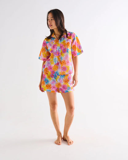 Kip and Co Petal Power Adult Organic Cotton Short Sleeve Shirt & Short Pyjama Set