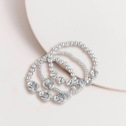 Nugget Stretch Bracelet Set: Silver 3