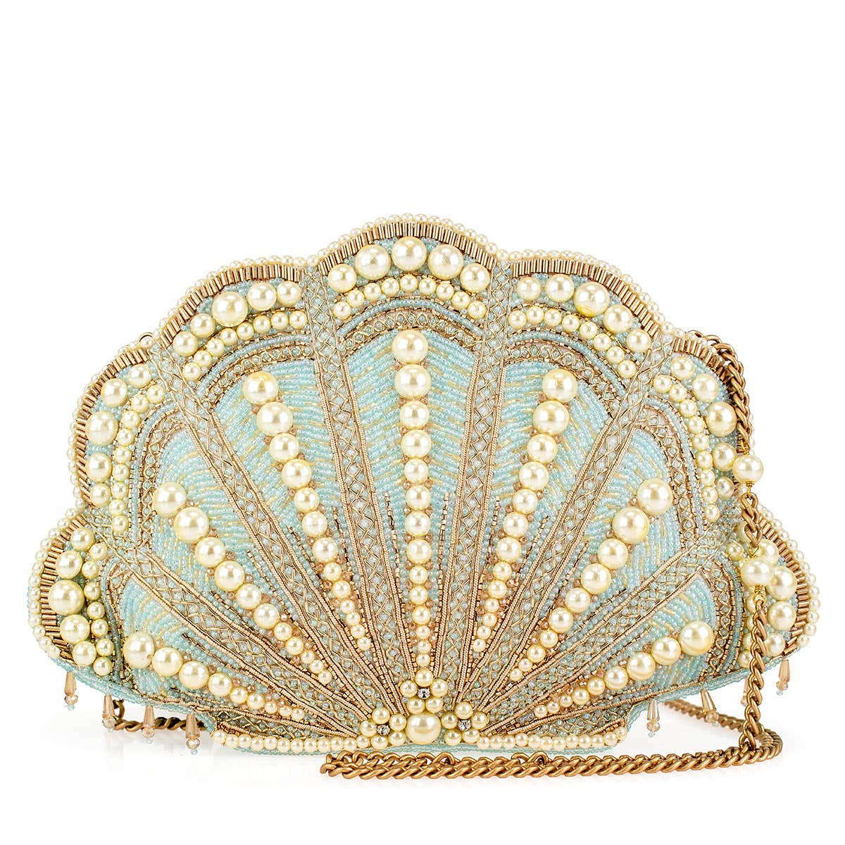 Seaside Luxury Pearl and Beaded Shell Crossbody Handbag