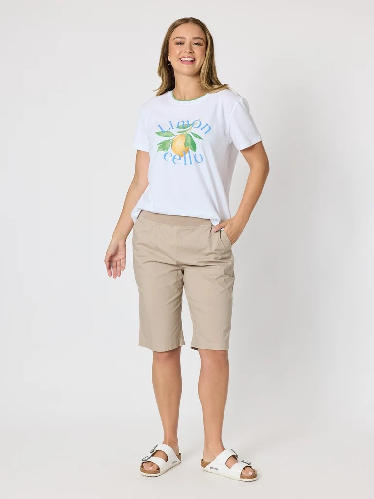 Threadz Limoncello Print Cotton Tee - White