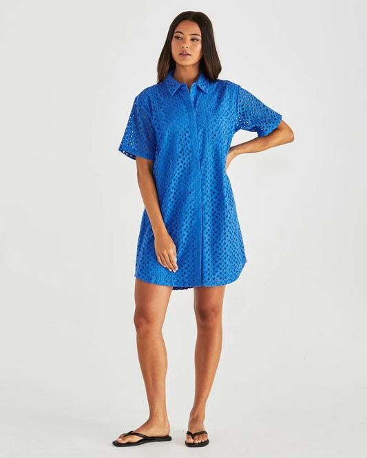 Sass Steva Shirt Dress - Bright Blue