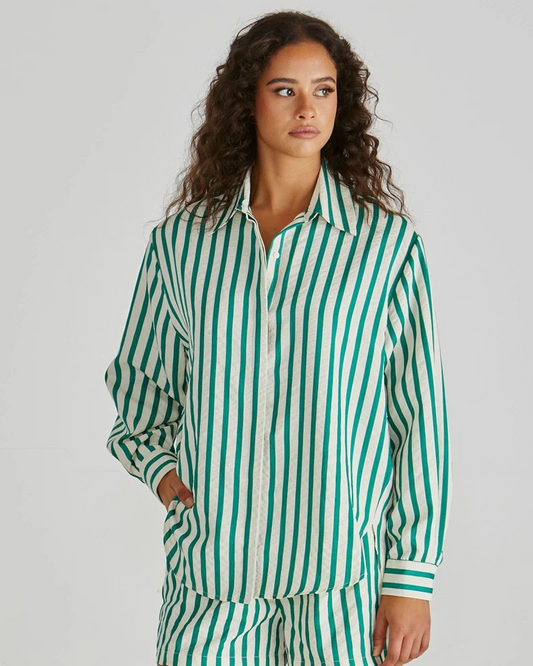Sass Henri Shirt Green Stripe