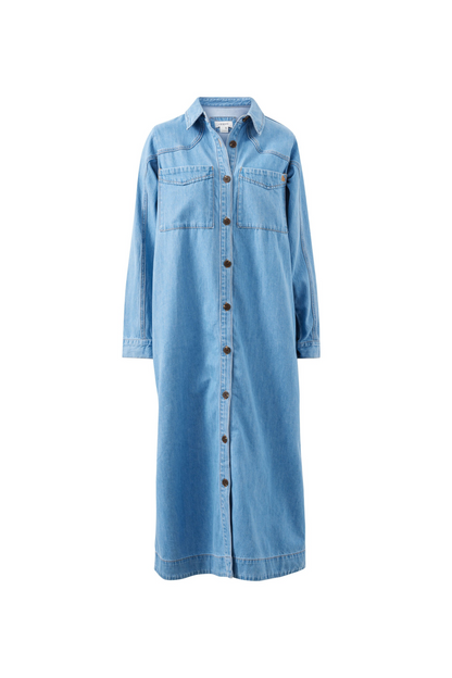 Ceres Life Rae Long Sleeve Midi Dress New Vintage Blue