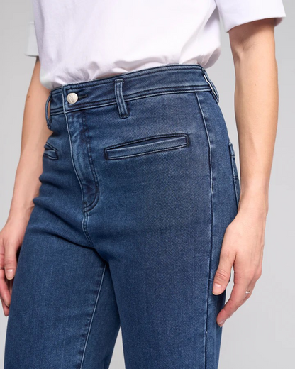Brushed Indigo Wide Leg Denim Jeans
