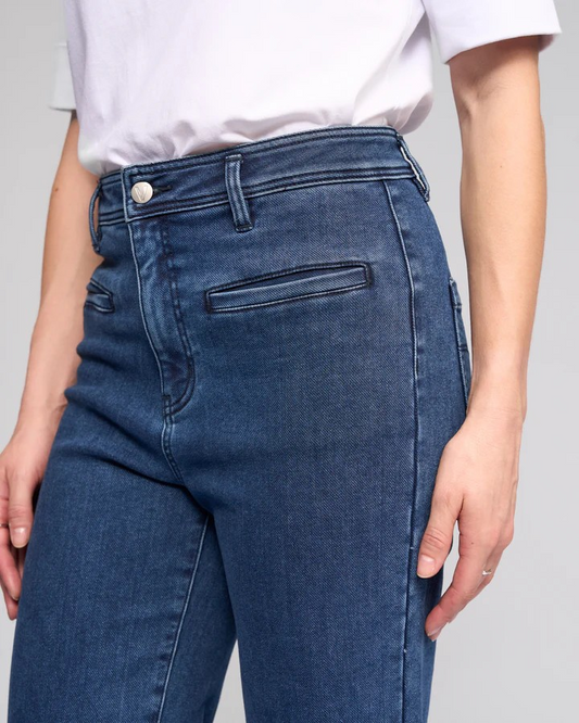 Brushed Indigo Wide Leg Denim Jeans
