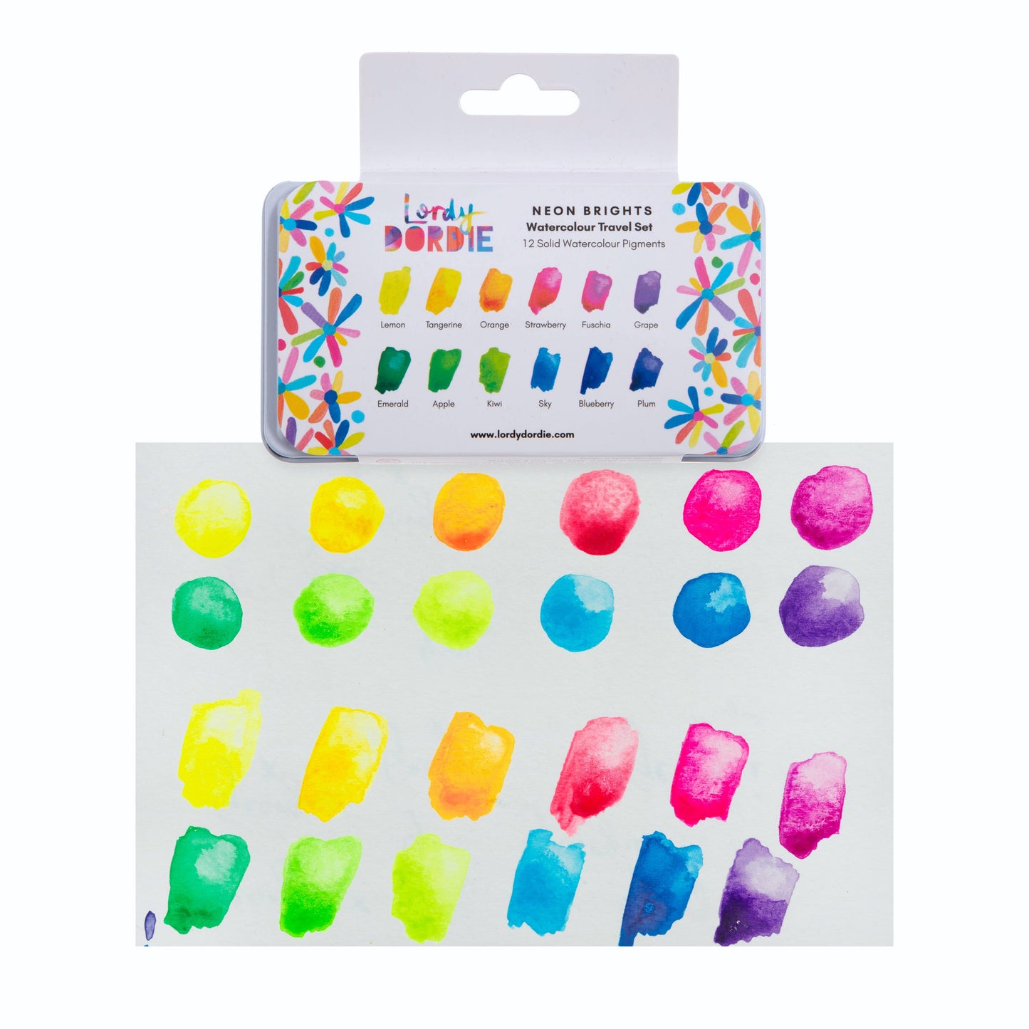 Lordy Dordie Neon Brights Watercolour Travel Palette Set