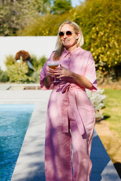 SAVVI Golden Hour Jumpsuit | Pale Pink Linen Jumpsuit | SAVVI the label