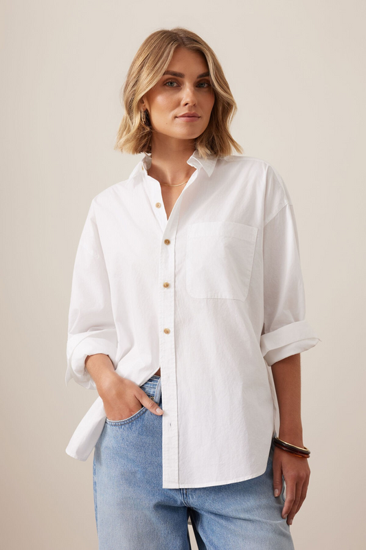 Ceres Life Peta Oversized Shirt - White Organic Cotton
