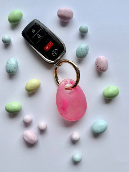 Greenwood Designs Egg Charm Resin Keyrings: Lemon / Silver