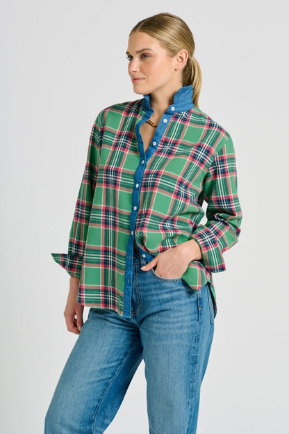 Shirty Helena Shirt - Sage Plaid