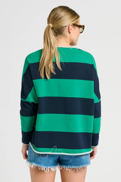 Shirt X EST Raw LET THEM Long Sleeve Sweatshirt - Green & Navy Stripe