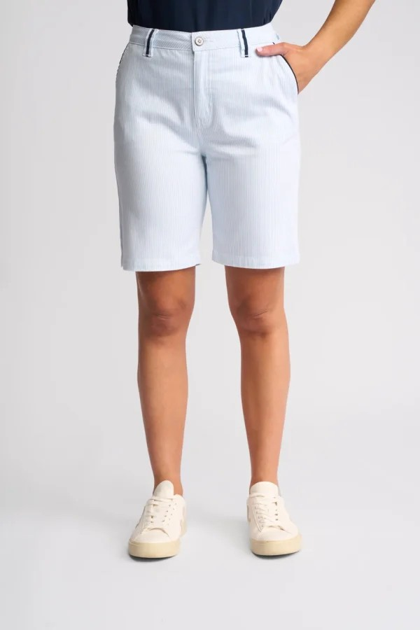 Vassalli blue striped slim leg denim shorts