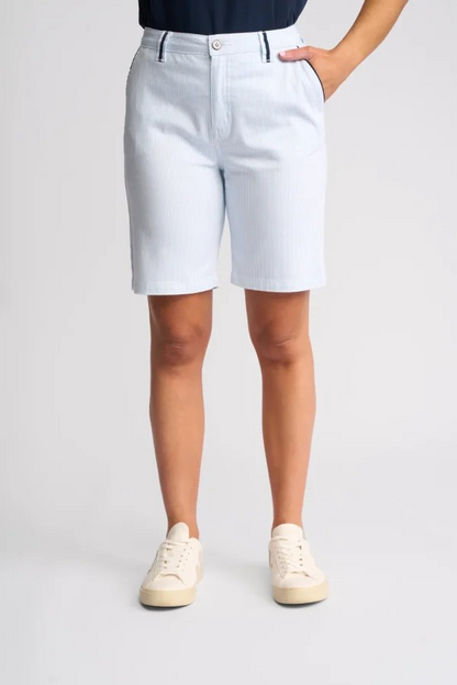 Vassalli blue striped slim leg denim shorts