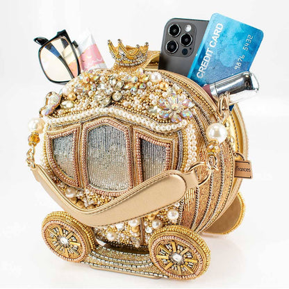 Dream Big Beaded Gold Carriage Handbag