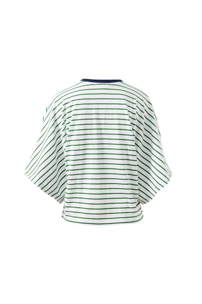 Ceres Life Lucy Relaxed Sleeve Tee - Basil/White Stripe