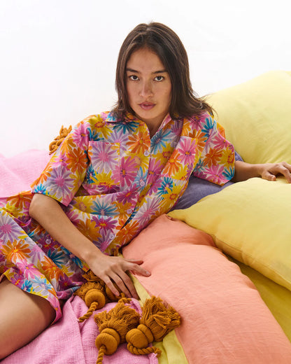 Kip and Co Petal Power Adult Organic Cotton Short Sleeve Shirt & Short Pyjama Set