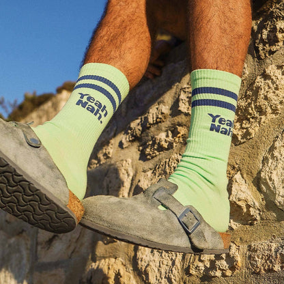 Skwosh Yeah Nah Socks in Lime: Lime / OS