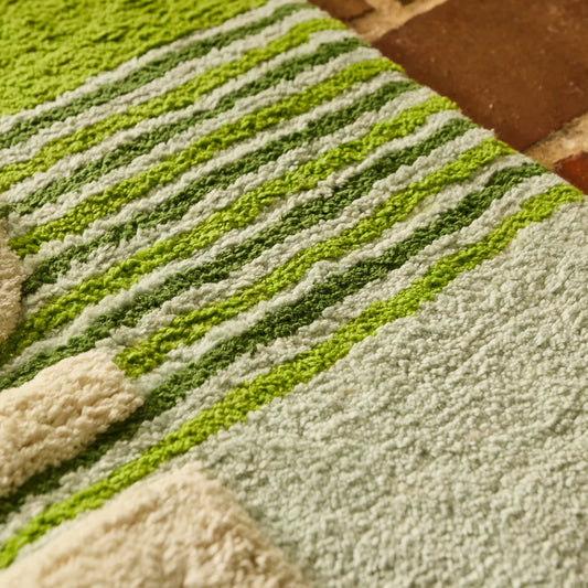 Sage & Clare Colourful Cotton Bath Runner with Tufted Nudie Rudie Lettering
