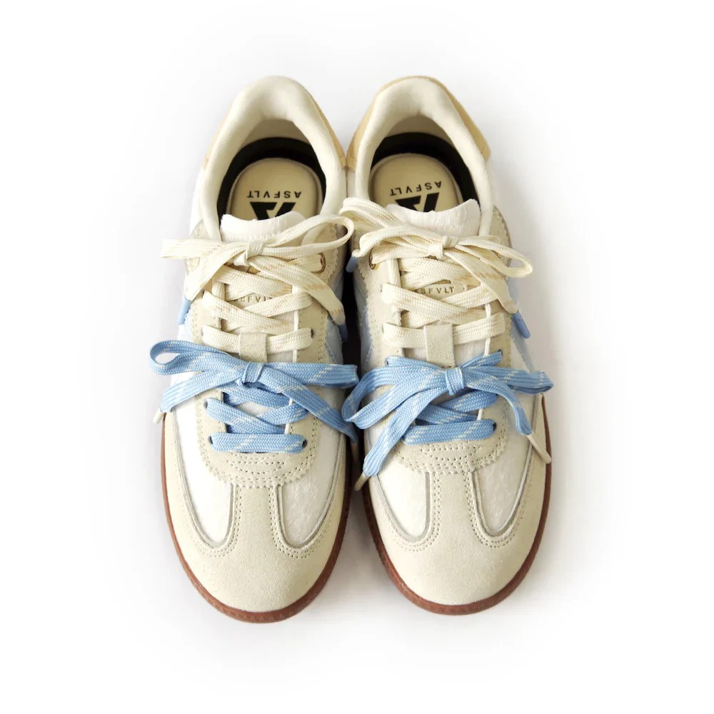 ASFVLT  women’s sneakers in cream pony hair and blue