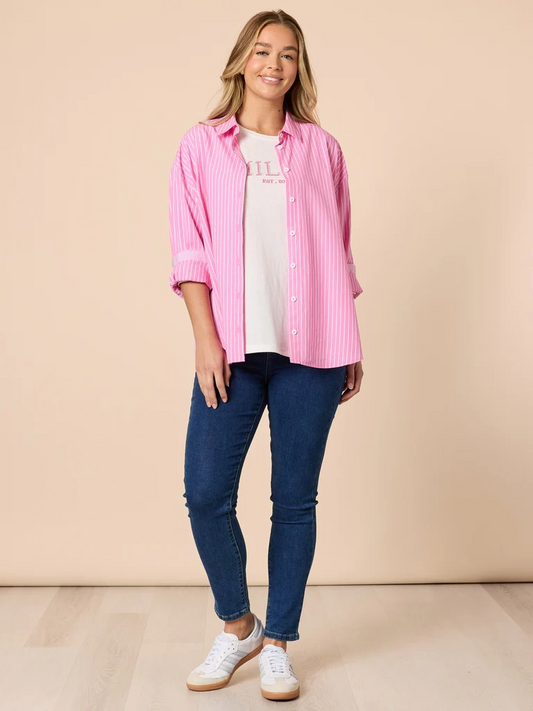 Threadz Cabo Stripe Shirt - Pink/White